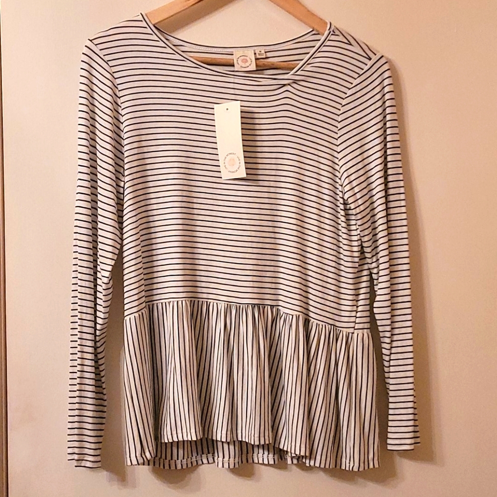 NWT long sleeve stripped top.